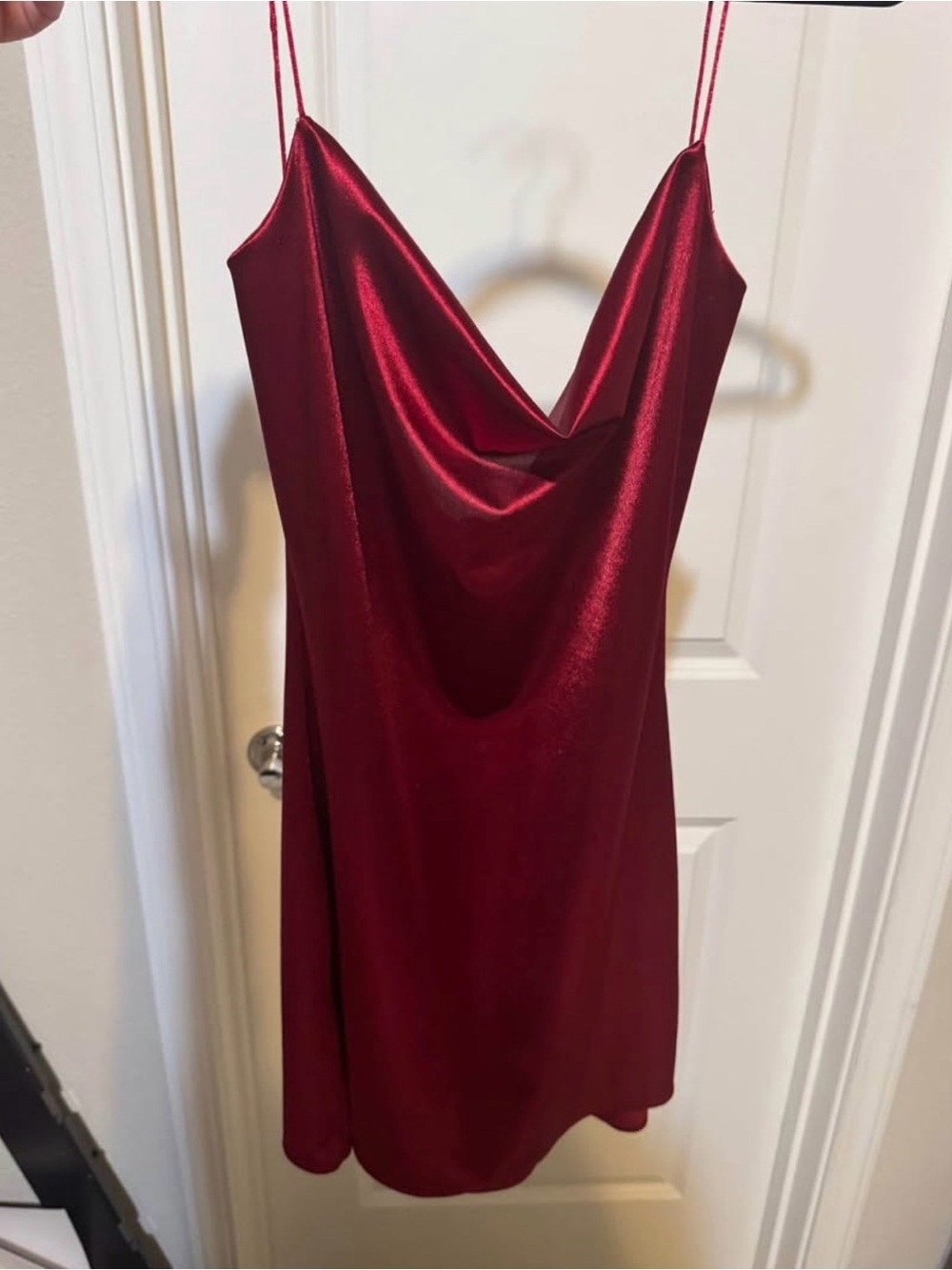 Satin Cowl Neck Slip Dress in Burgundy